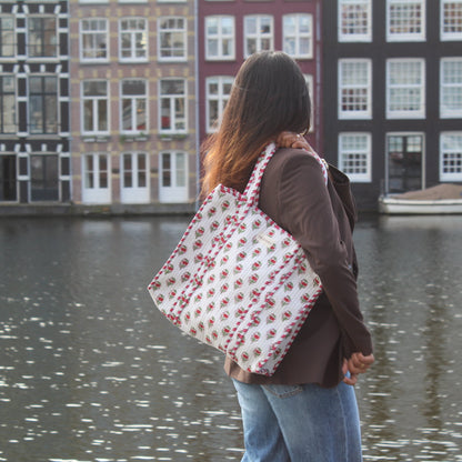 amsterdam houses with tote bag
